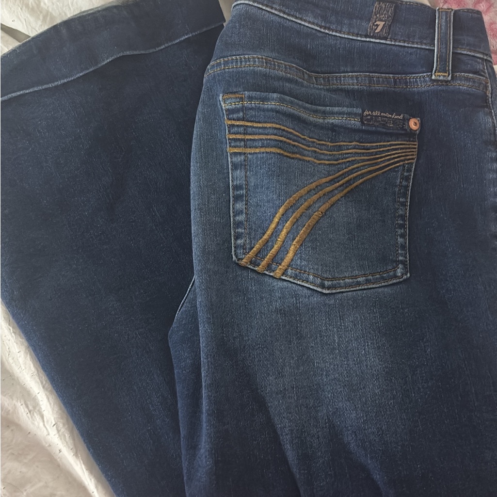 7 For All Mankind Women's Dark Blue Boot Cut Jeans